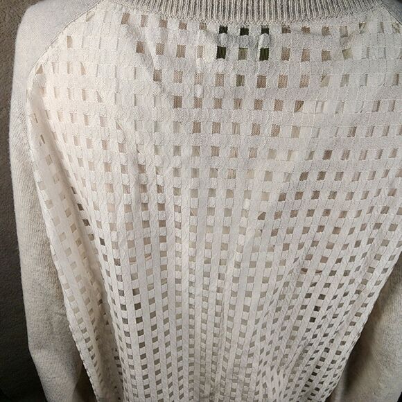 KOCH Wool & Cashmere Light Grey Pullover Sweater XS Semi Sheer Woven Back EUC - Picture 4 of 6